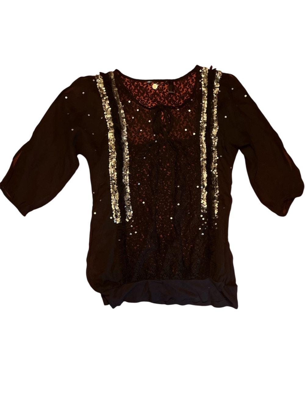 BKE Black Blouse with silver Sequin Stripes